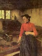 Wilhelm Leibl Madchen am Herd oil painting